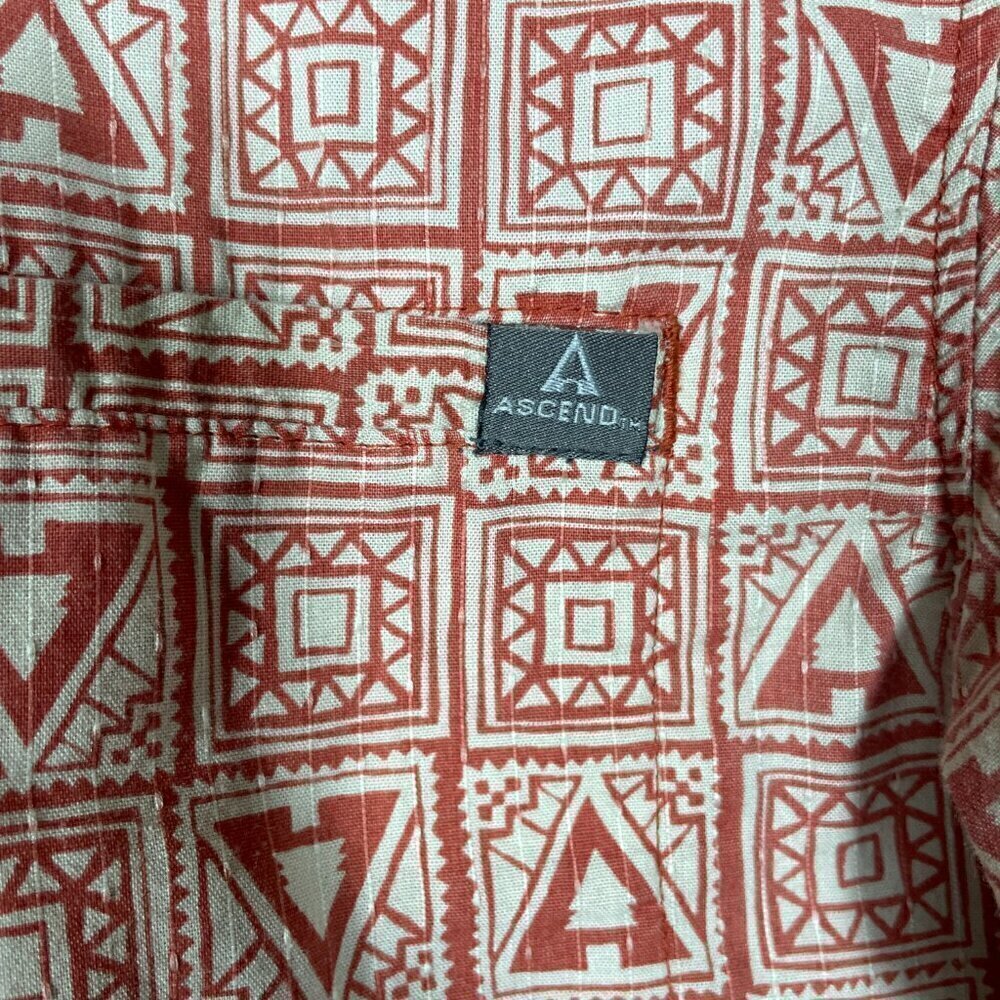 Ascend Men's Short Sleeve Salmon Geometric Print Small Cotton Blend! - Picture 3 of 7